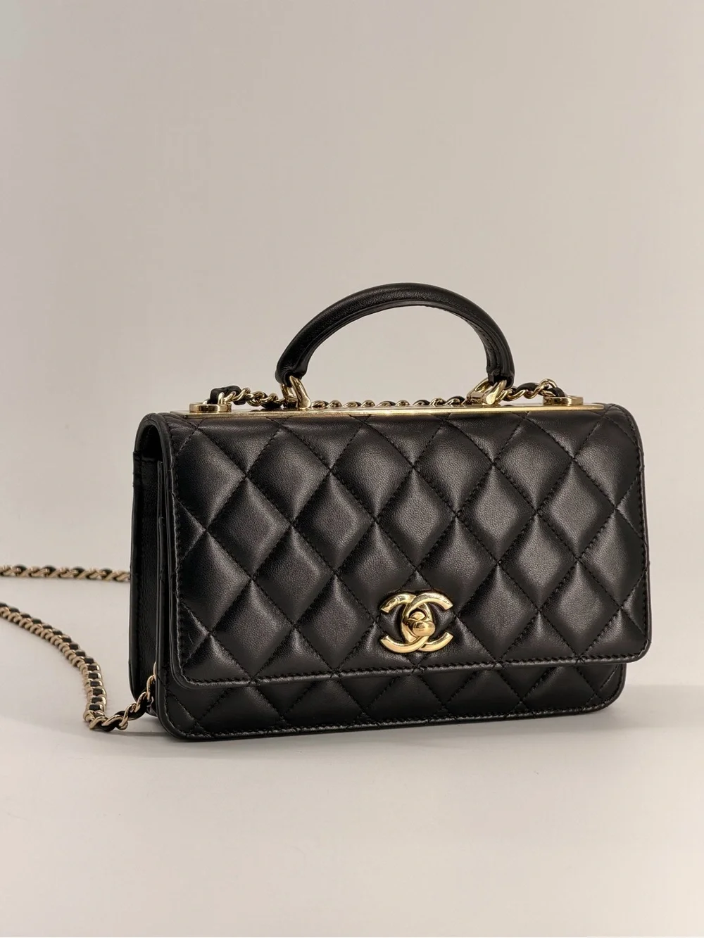 Chanel Trendy CC Wallet On Chain in Black Lambskin Learher